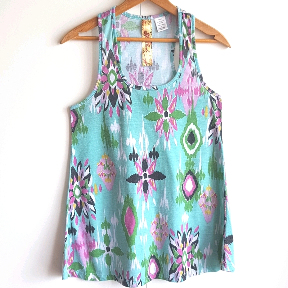 FLORAL PRINT M Women's Tank Top Multicolour Lightweight Size Medium